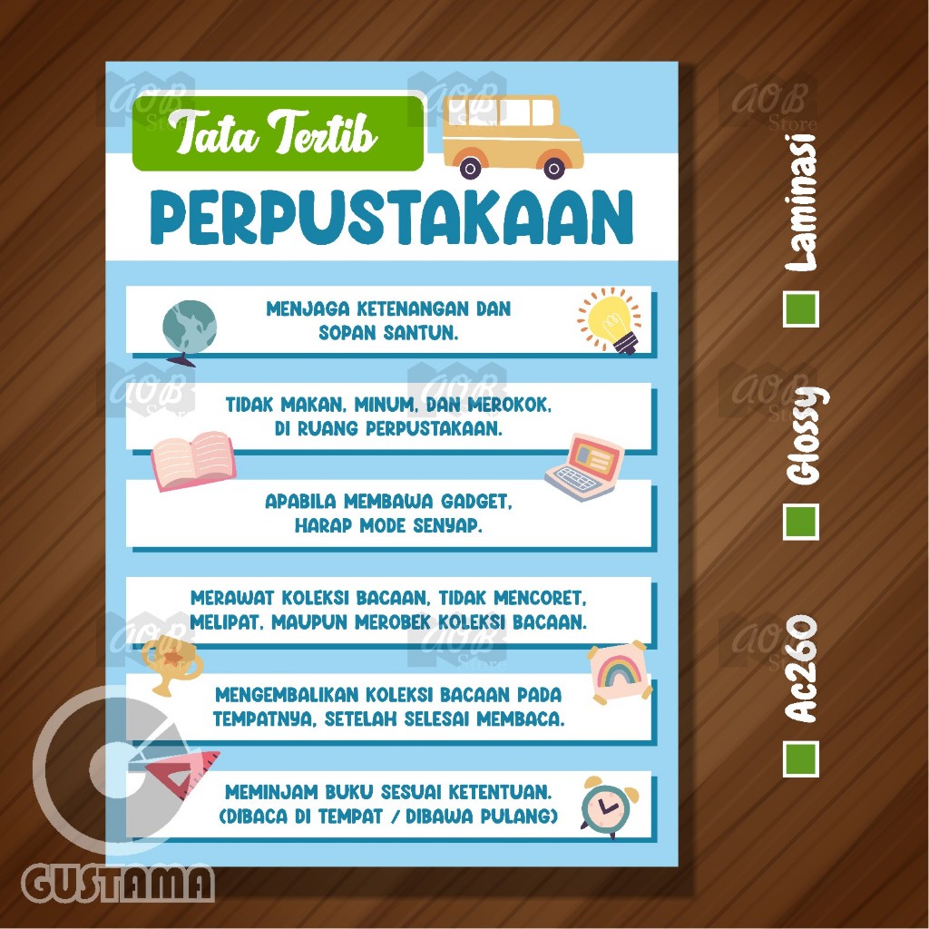 Jual Poster Ruang Perpustakaan, Peraturan Tata Tertib Perpustakaan ...