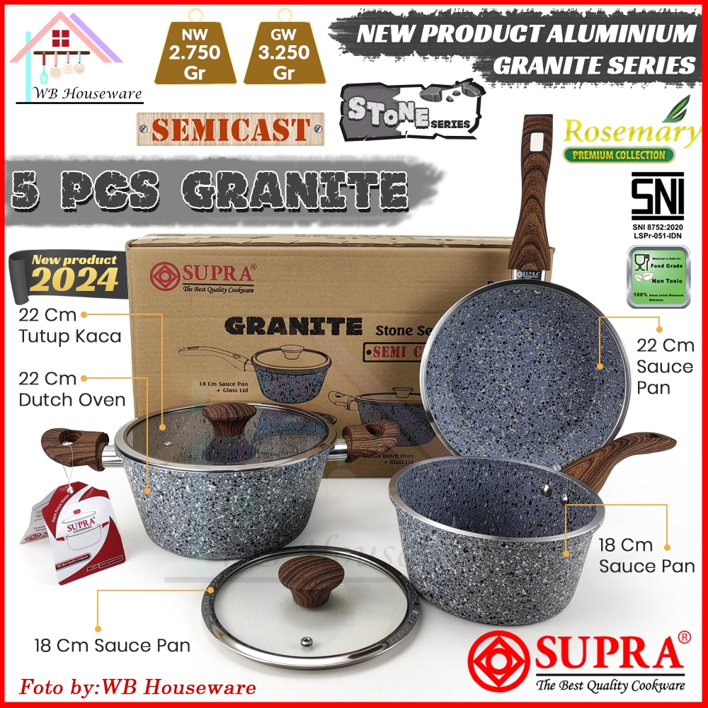 Jual Supra Pcs Panci Set Granite Stone Series With Lid Anti Lengket