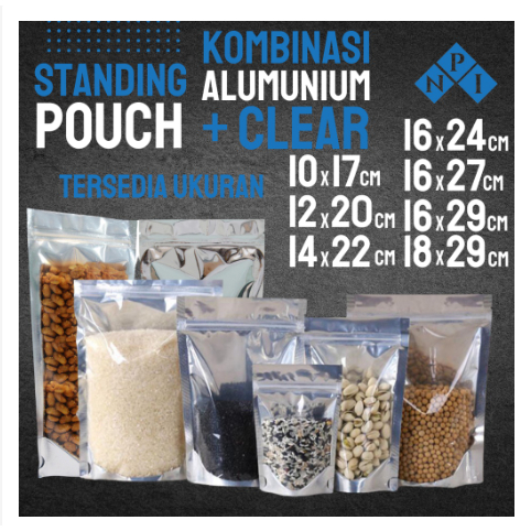 Jual Standing Pouch Clear Zip Lock Metalize Alumunium Plastik Klip ...