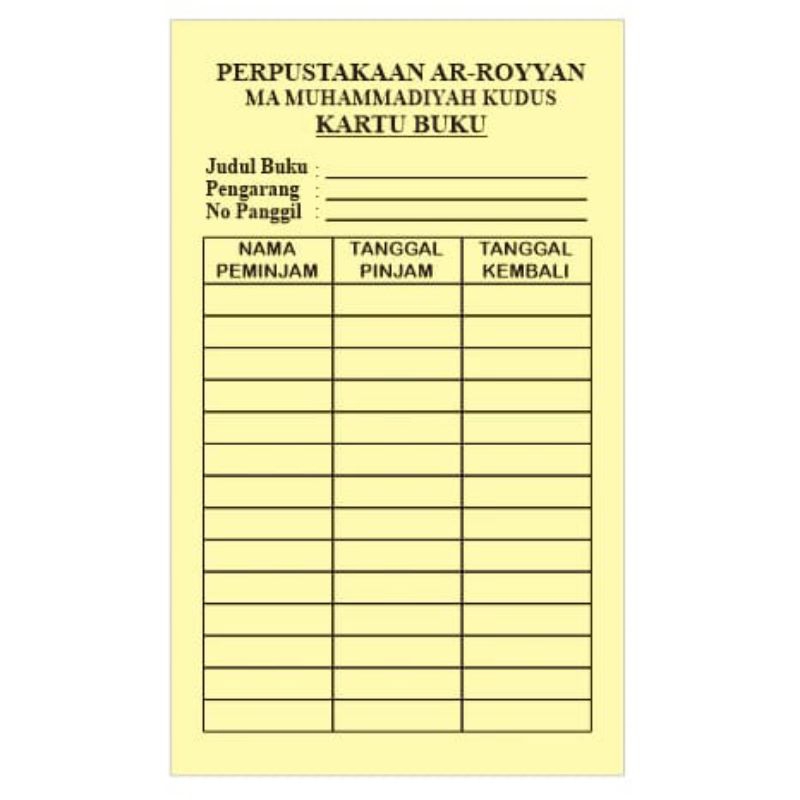 Jual KARTU PEMINJAMAN BUKU PERPUSTAKAAN UKURAN BESAR A5 | Shopee Indonesia