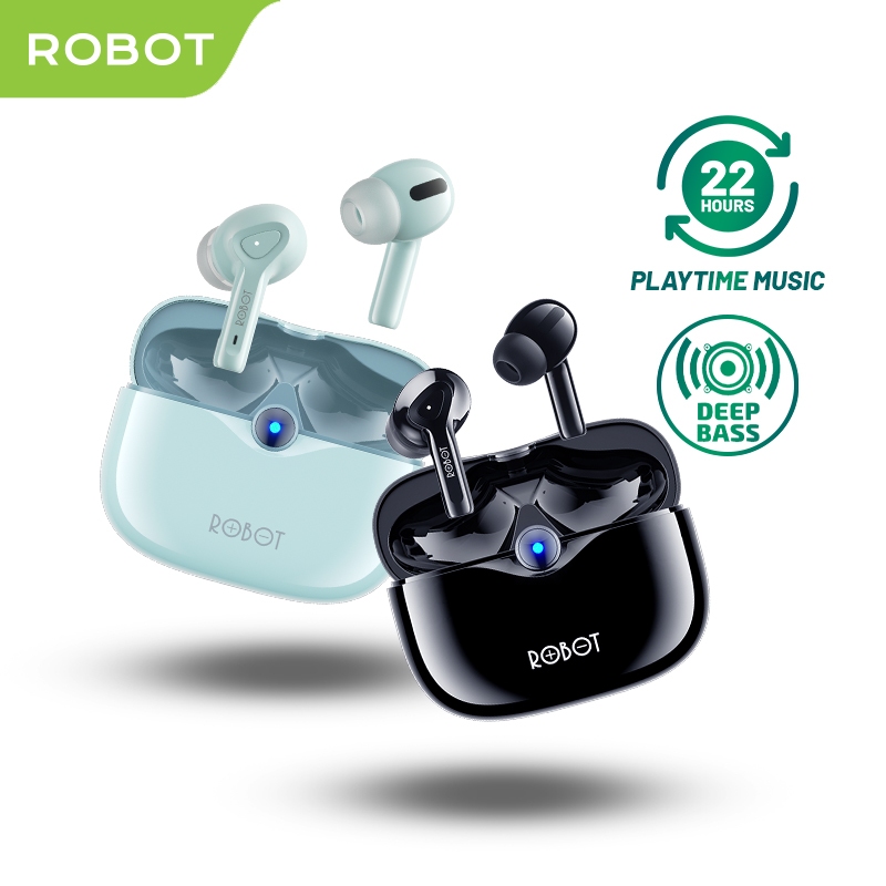 Jual ROBOT Earphone Wireless TWS Bluetooth 5.3 T30 Waterproof IPX4 Semi ...