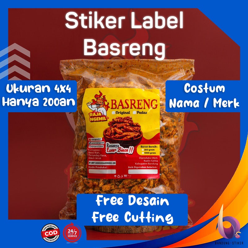 Jual Bandung Stiker Print Sticker Label Kemasan Cemilan Snack Basreng