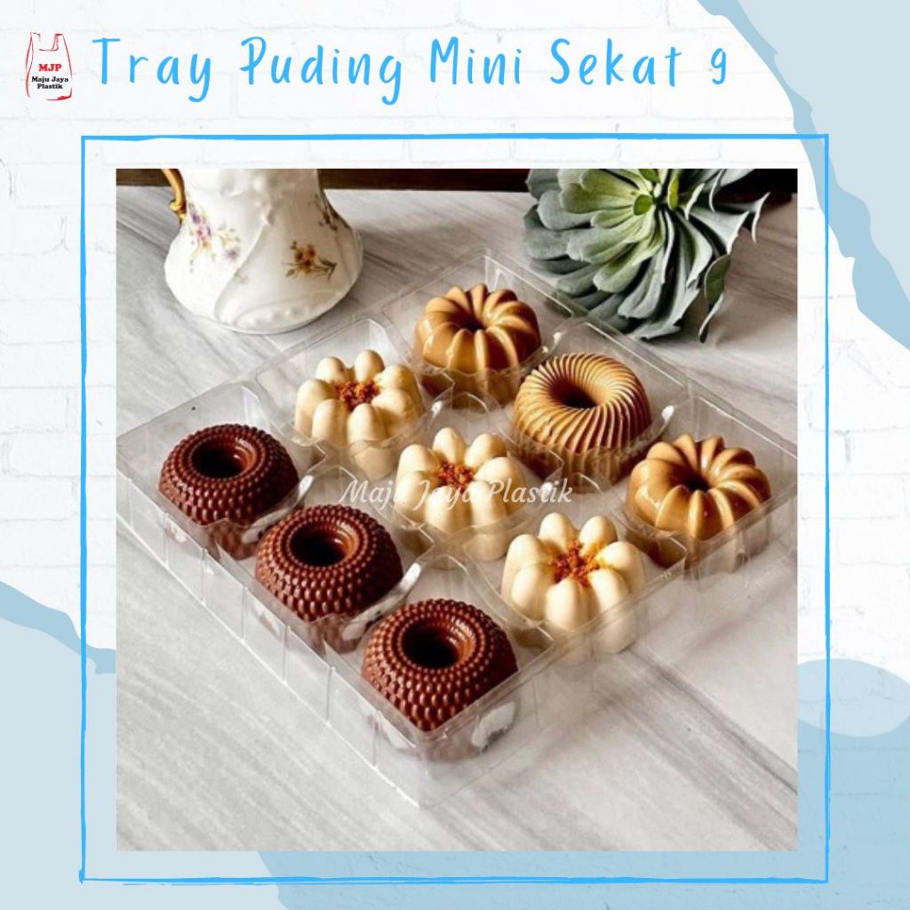 Jual Min 10pcs Tray Mika Puding Dan Cake Isi 9 Slot Mika Alas Tatakan Puding Mini Mika Tray 6 7385