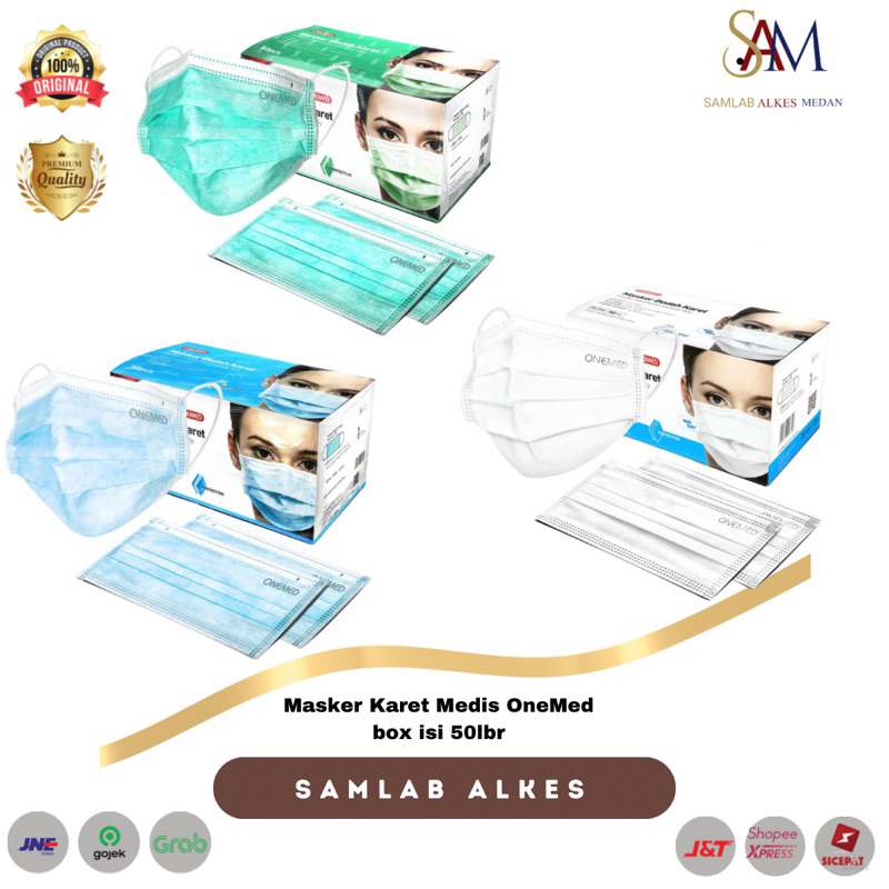 Jual Medical Mask / Masker Medis Bedah Karet Earloop 3 Ply Onemed isi ...