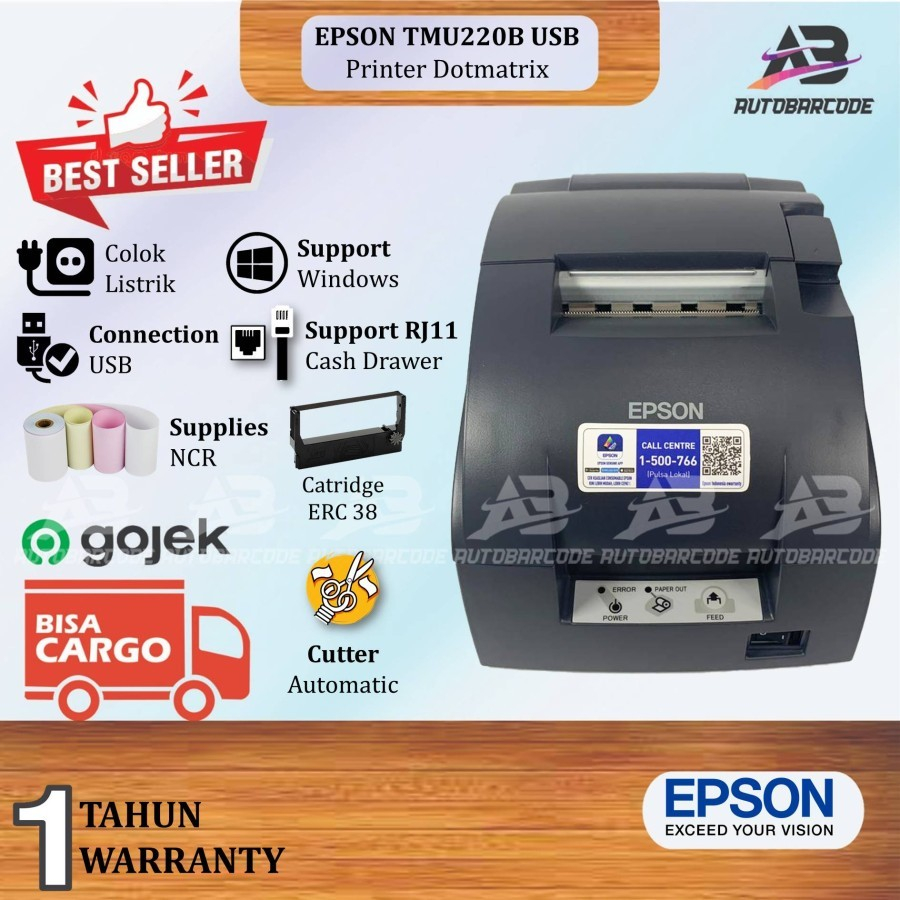 Jual EPSON TMU-220B Original Autocutter Printer Kasir Dot Matrix Kertas ...