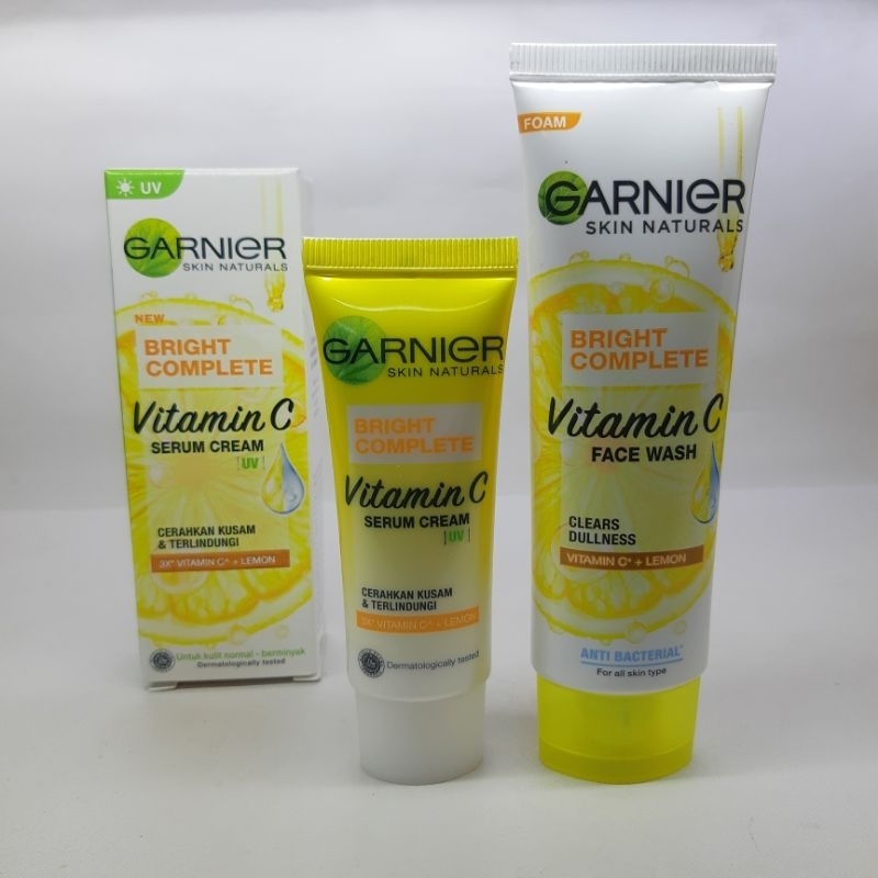 Jual Paket 2in1 ) Garnier Serum Cream Bright Complete Dan Face Wash ...