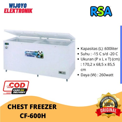 Jual Chest Freezer RSA CF-600 H / CF600H Freezer Box 600 liter | Shopee ...