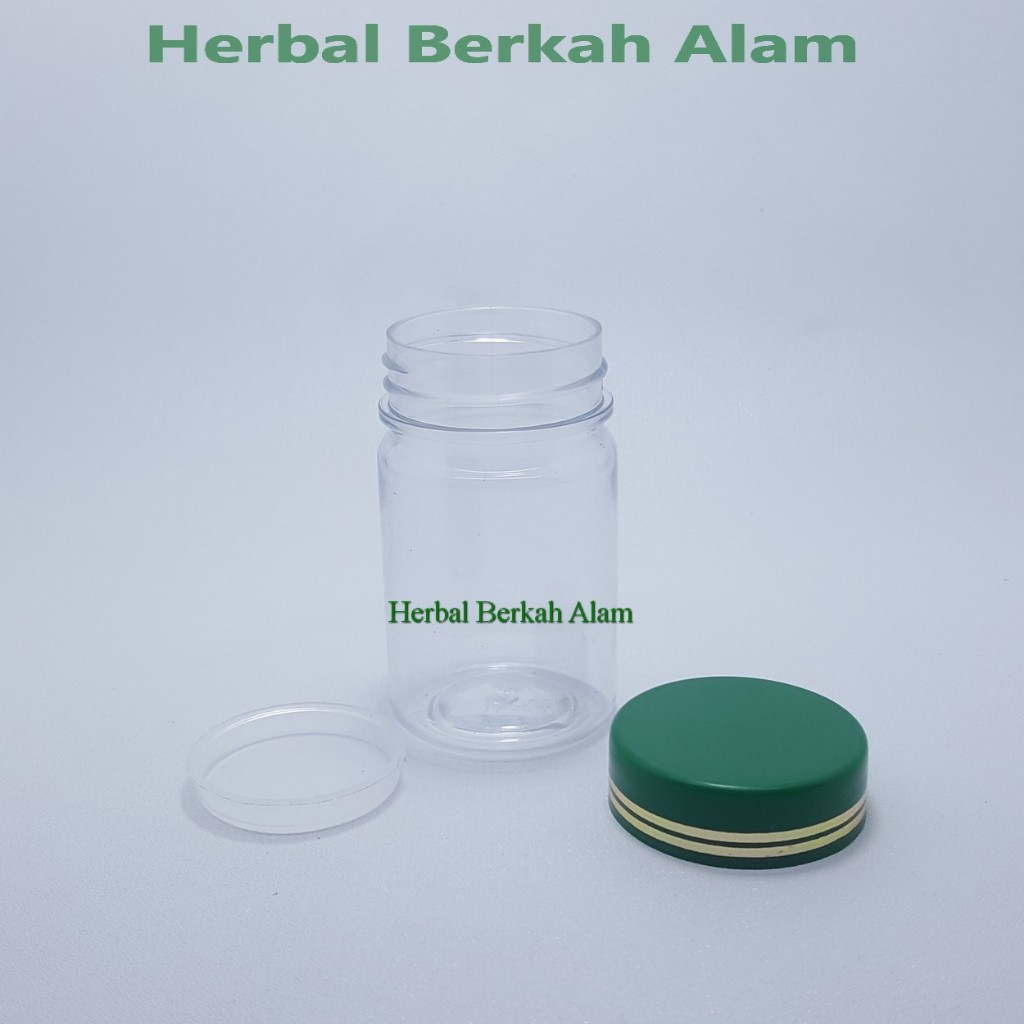 Jual Botol Obat 60 ml Natural Tutup Hijau List Line Emas / Botol Obat ...