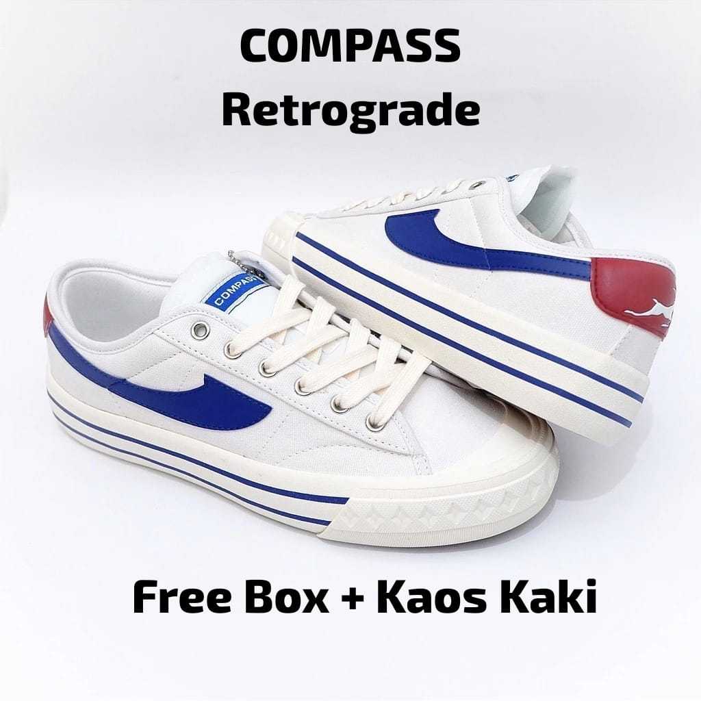 Jual Promo Compass Retrograde Low Black White White Blue Pria