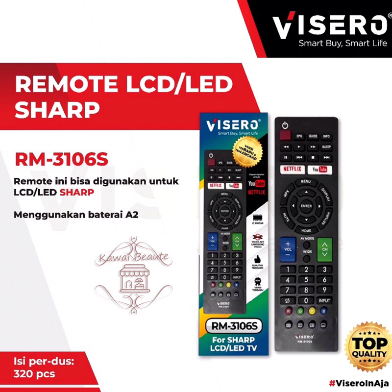 Jual Remote Multi/Remote Pengganti TV LCD/LED Sharp Visero (RM-3106S ...