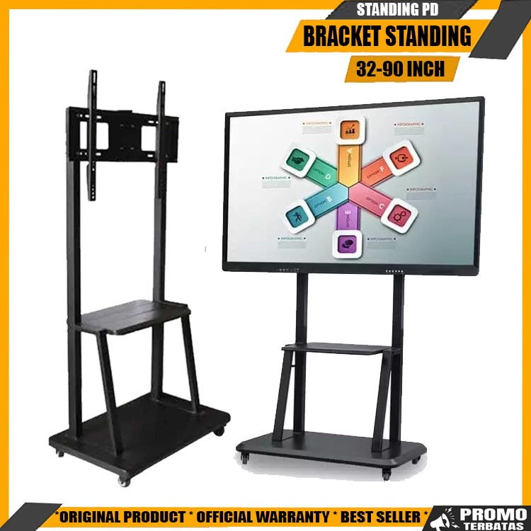 Jual Bracket Standing TV LED Dorong & Roda 75 70 65 60 55 50 43 40 32 ...
