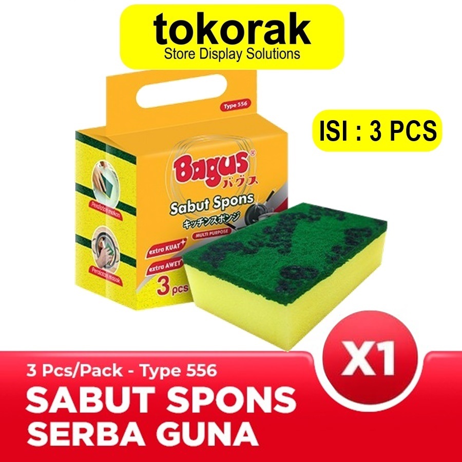 Jual SABUT SPONS CUCI PIRING 3 PCS 556 BAGUS SPONGE MULTI PURPOSE SPON ...