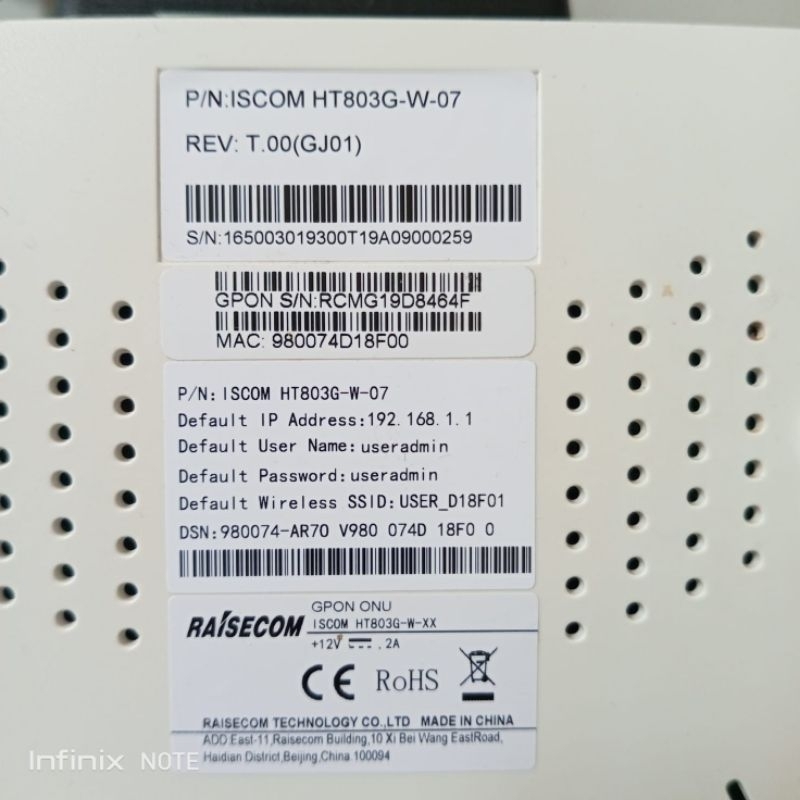 Jual ONT GPON RAISECOM HT803G-W-07 + ADAPTOR (BEKAS NORMAL) | Shopee ...