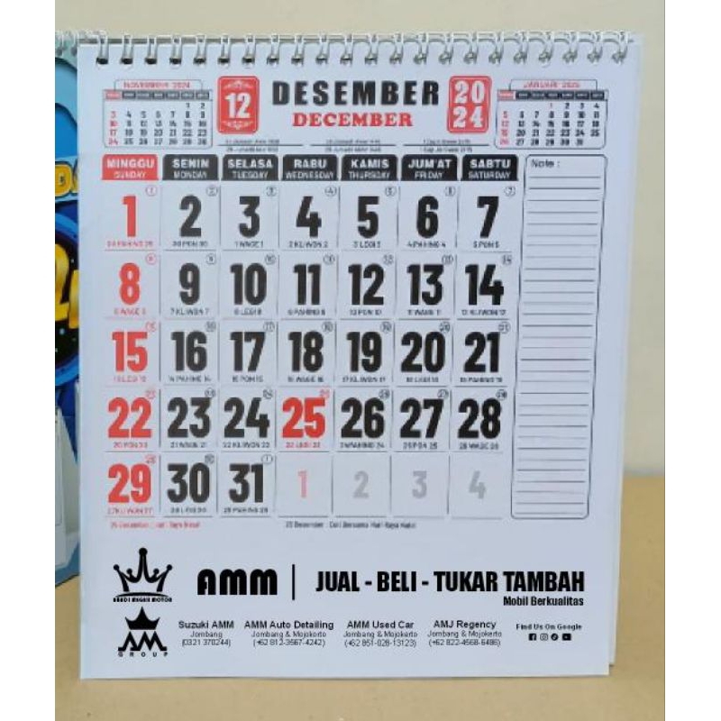 Jual Kalender Meja Kerja Kertas Hvs 2024 Cetak Pesanan Amm Shopee Indonesia 