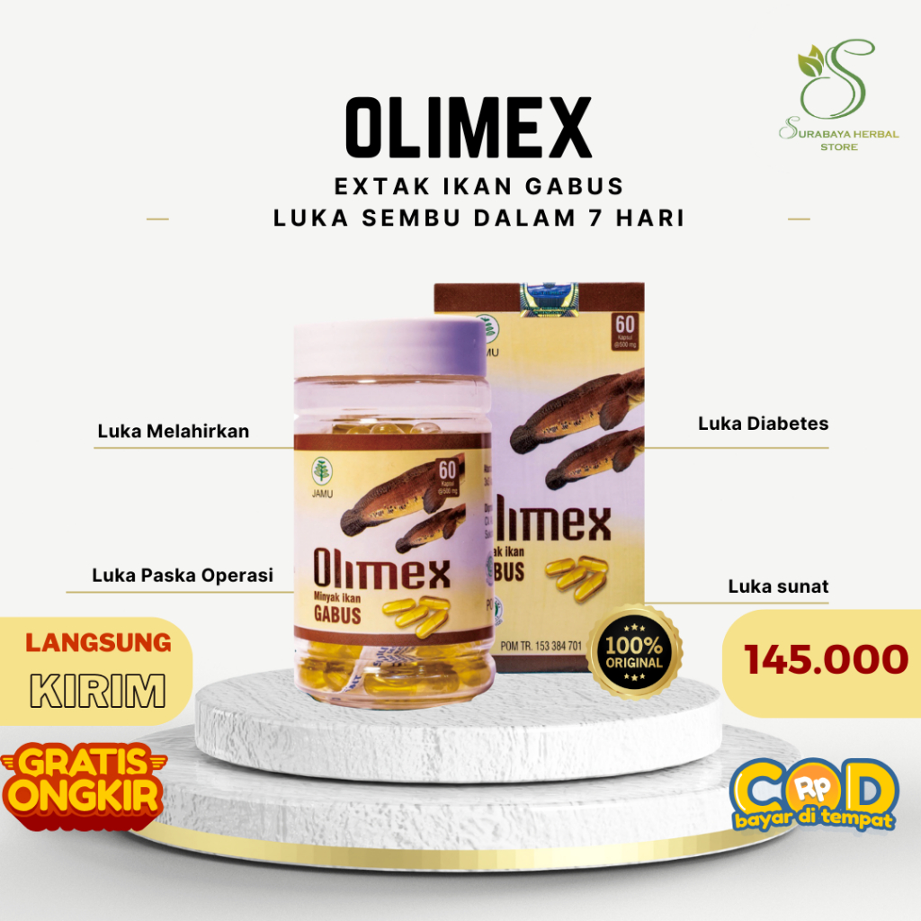 Jual Kapsul OLIMEX Original Minyak Ikan Gabus Albumin Kutuk Obat Luka Paska Operasi Dan