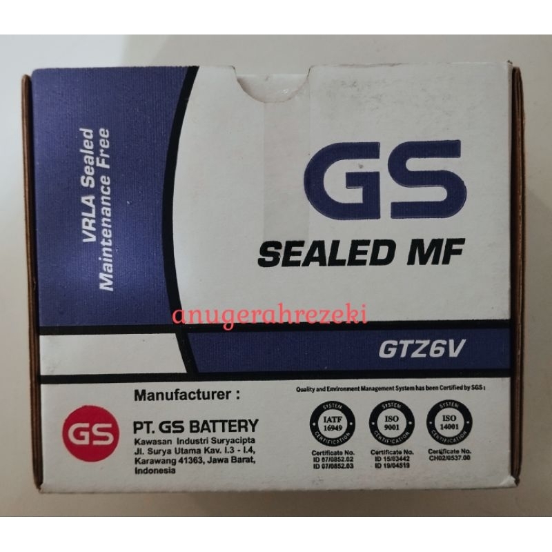 Jual AKI KERING GS GTZ6V /AKI MOTOR GS GTZ6V (VARIO 125) | Shopee Indonesia