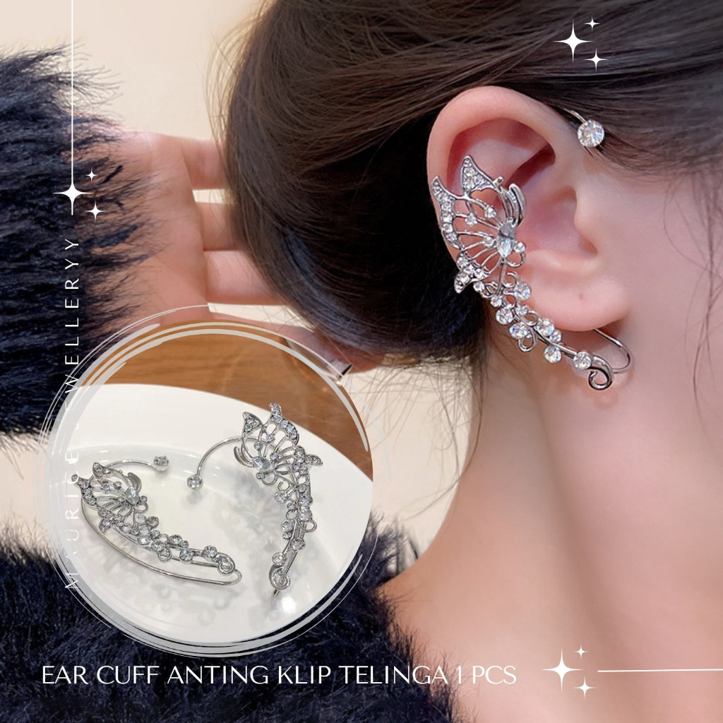 Ear Cuff Anting Klip Telinga Tanpa Tindik Desain Kupu Hias Zircon Anting  Pesta Satuan