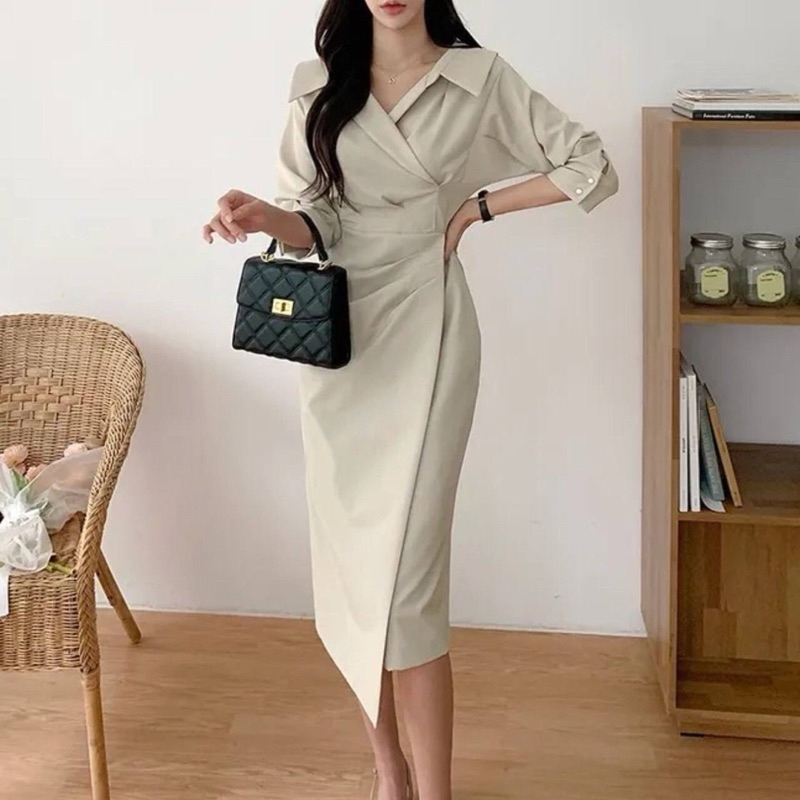 Jual JOYIES Choshi Dress Simple Basic Casual Formal Korean Chic ...