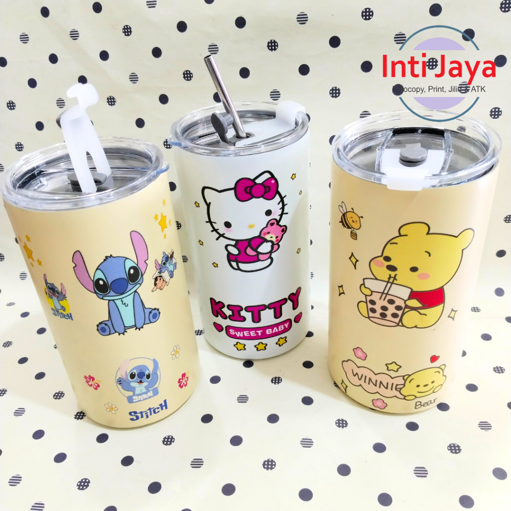 Jual Tumbler Stainless Steel Karakter Ml Free Sedotan Stainless Shopee Indonesia