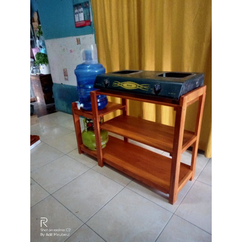 Jual MEJA KOMPOR GAS 2 TUNGKU + RAK DISPENSER / RAK GALON RAK SERBAGUNA ...