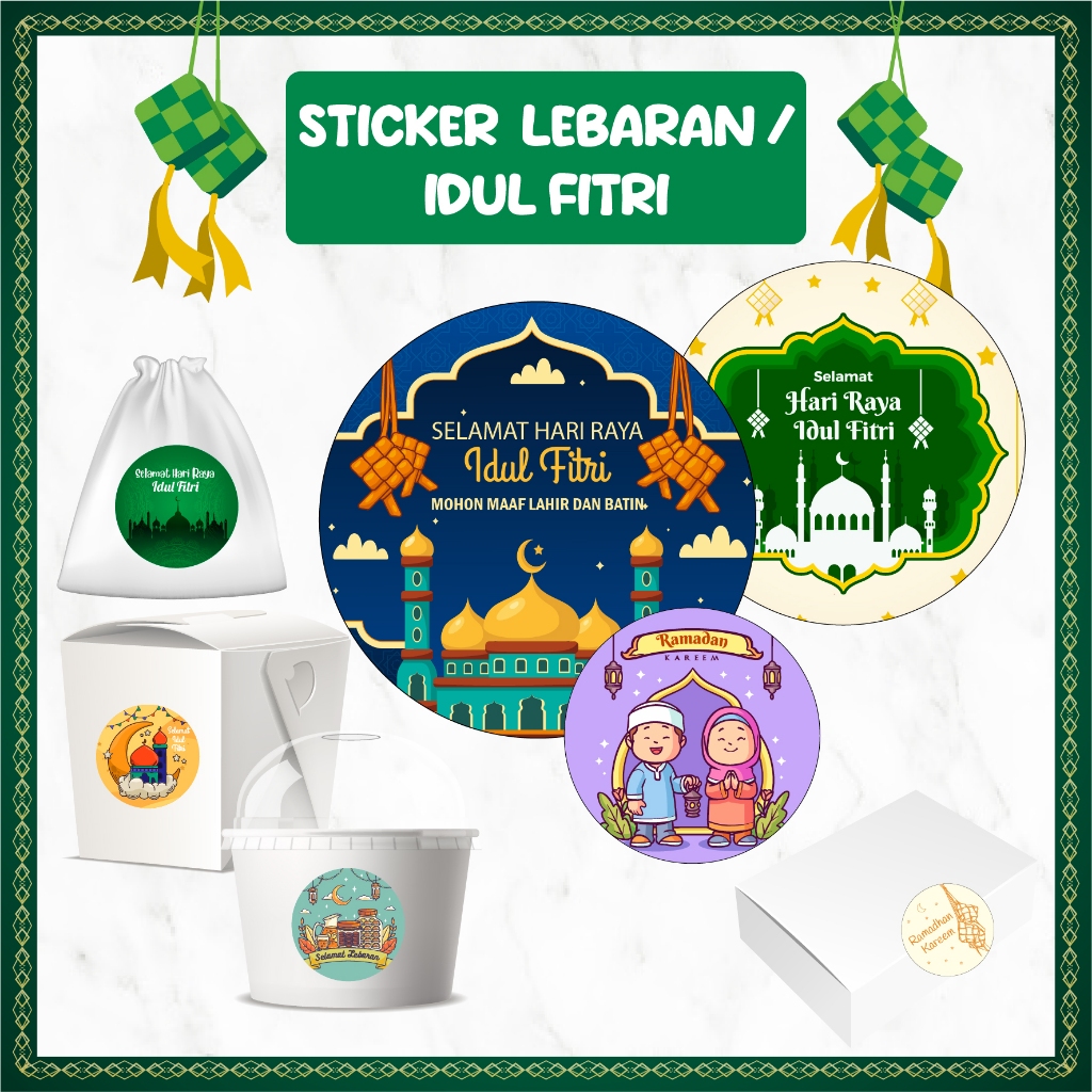 Jual Sticker Lebaran Idul Fitri Bulat Biskuit Kue Hampers Stiker