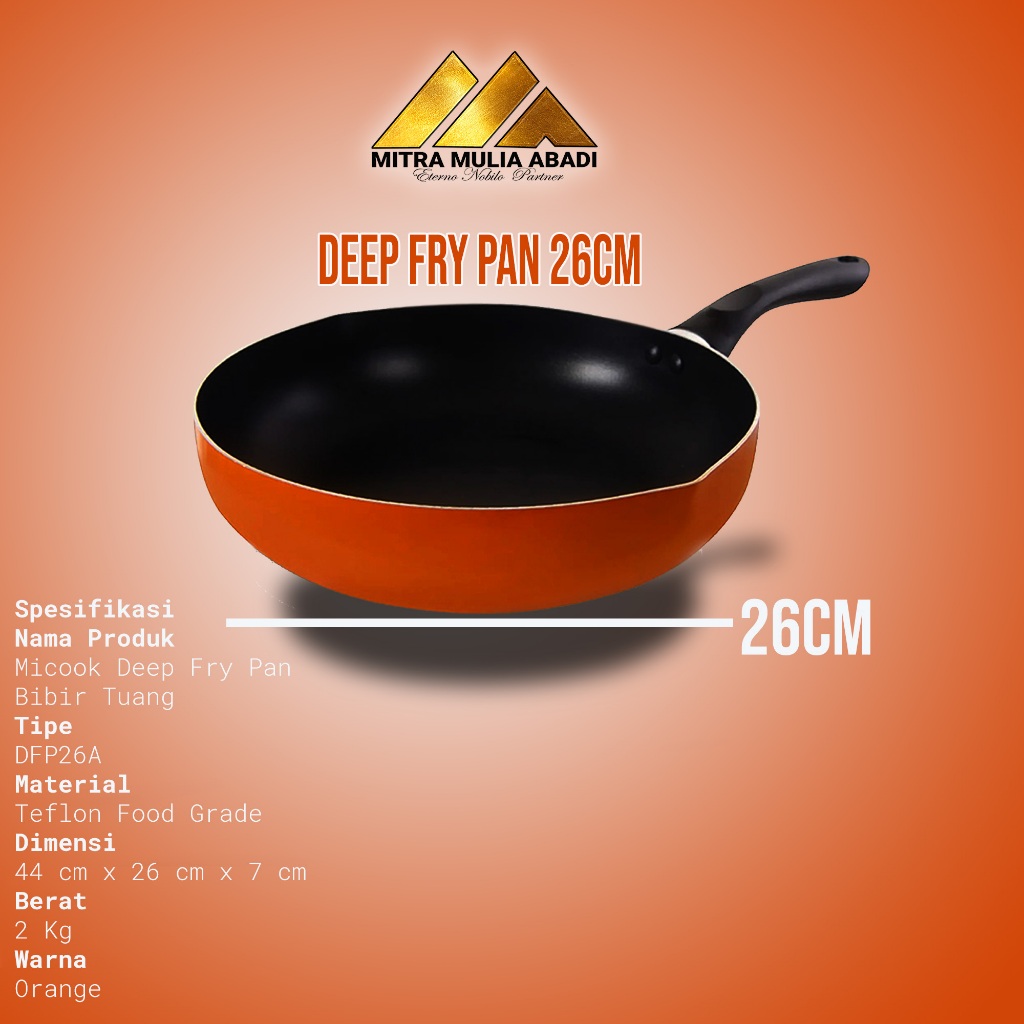 Jual ID WAJAN DEEP FRY PAN MICOOK DFP26A 26CM ALAT MASAK KATEL TEFLON ...
