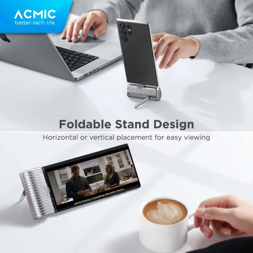 ACMIC MINIGO Mini 5000mAh PowerBank + Phone Holder USB Type C or iPhone Lightning PD Fast Charging 20 Watt