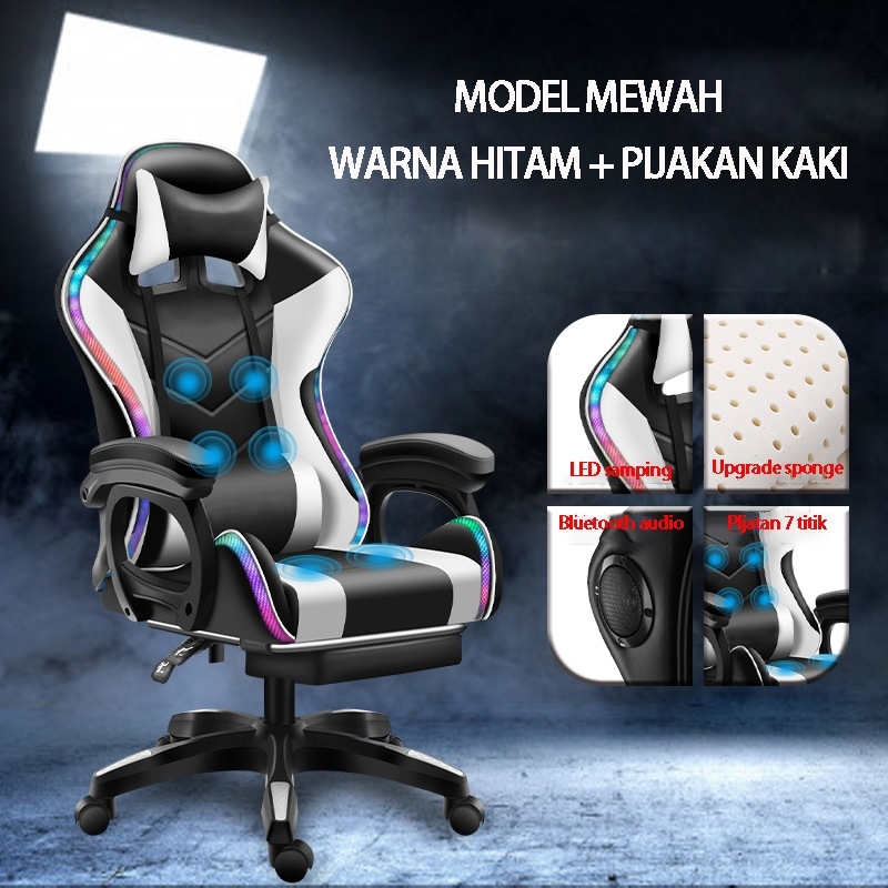 Jual Kursi Gaming Pijat Lampu Led Kursi Rexus Bahan Oscar | Shopee ...
