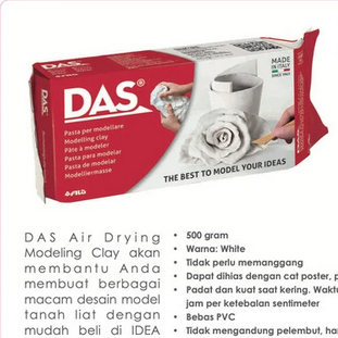 Jual Das Clay 500 gr Putih Tanah Liat Modelling Air Dry Clay White ...