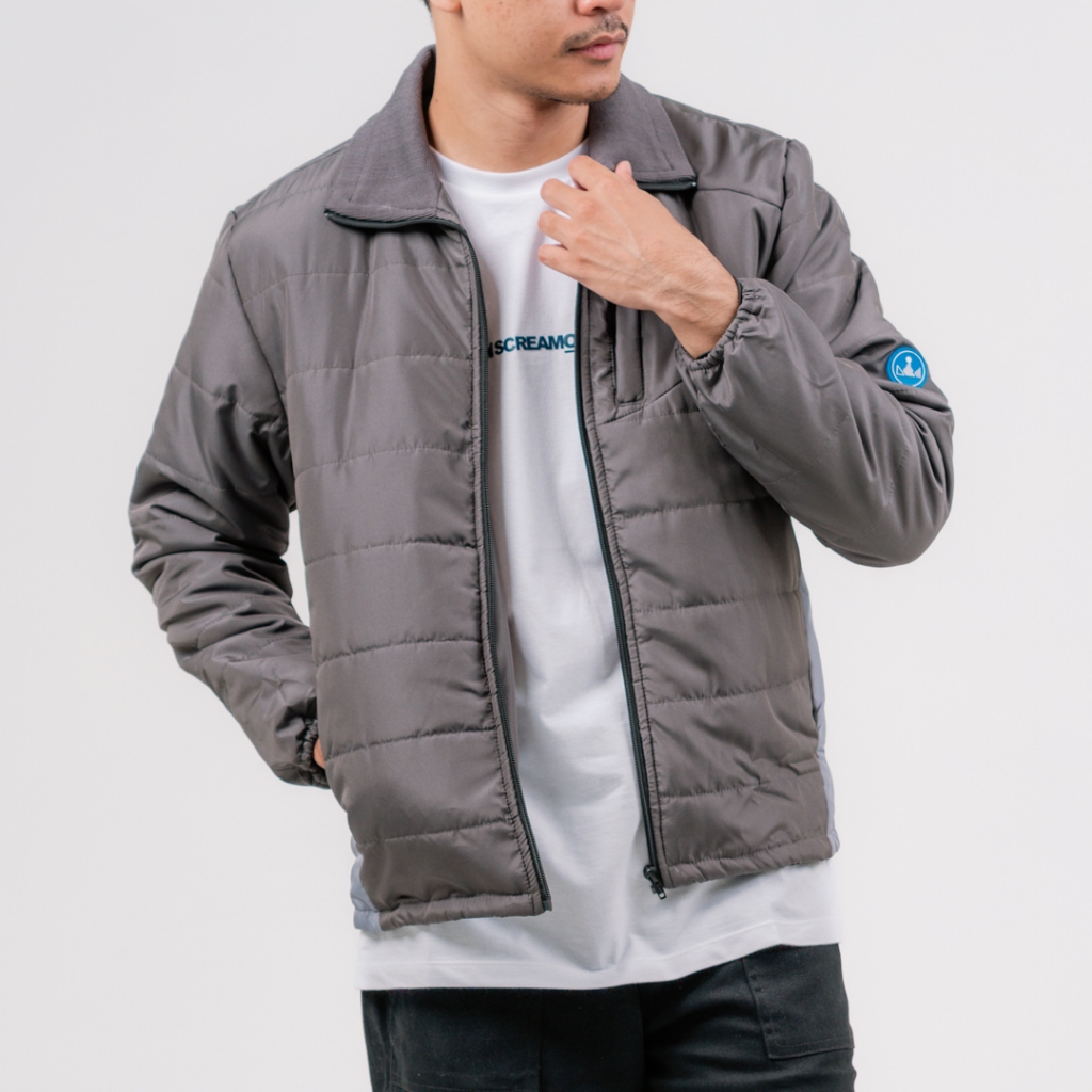 Jual Screamous Quilted Jacket DESCENT DARK GREY | Shopee Indonesia