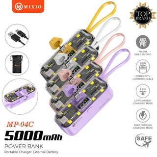 MIXIO MP-04 Powerbank 5000mAh Portable Mini Transparan Lightning ios Type C PD Fast Charging With LED