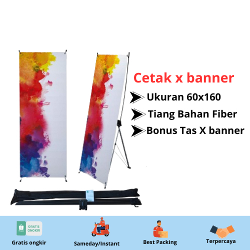 Jual Cetak X Banner Stand Banner 60x160 Plus Rangka | Shopee Indonesia