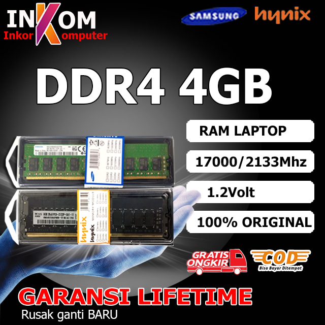 Jual RAM PC/MEMORY RAM PC KOMPUTER DDR4 4GB PC 2133/2400/2666Mhz ...