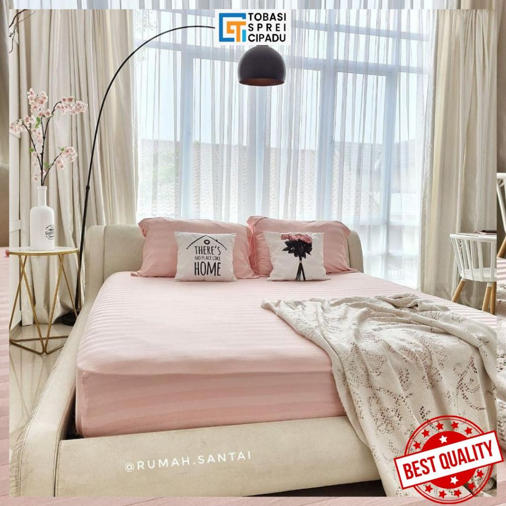 Jual New Collection Bedcover Set Sprei Sutra Silk Organik Motif Salur