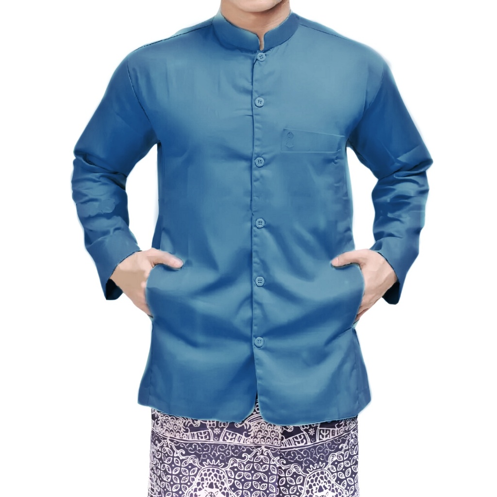 Jual BAJU KOKO PRIA DEWASA LENGAN PANJANG SENOPATI MOTIF BATIK HITAM