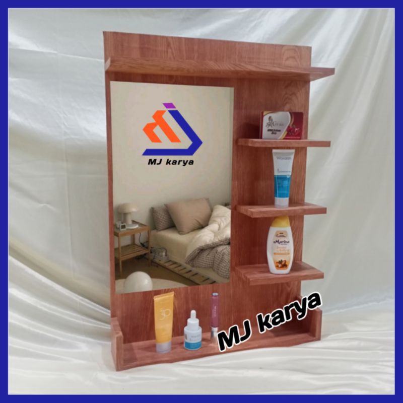 Jual Cermin Kaca Rias Plus Rak Tempat Kosmetik Gantung Dinding Shopee Indonesia