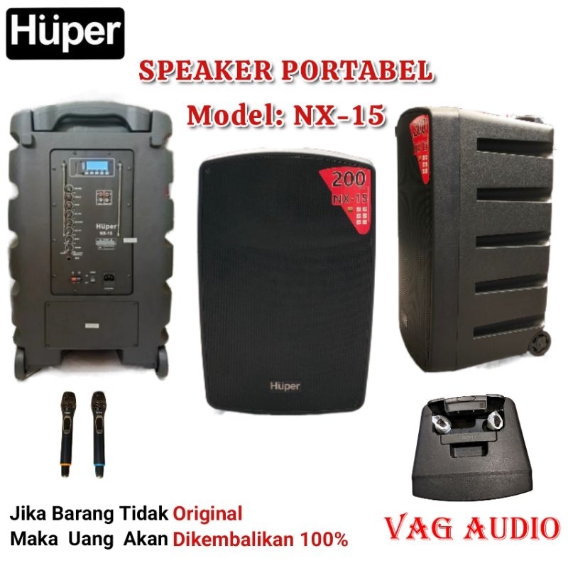 Jual SPEAKER PORTABLE HUPER NX-15, SPEAKER PORTABLE 15 INCH, ORIGINAL ...