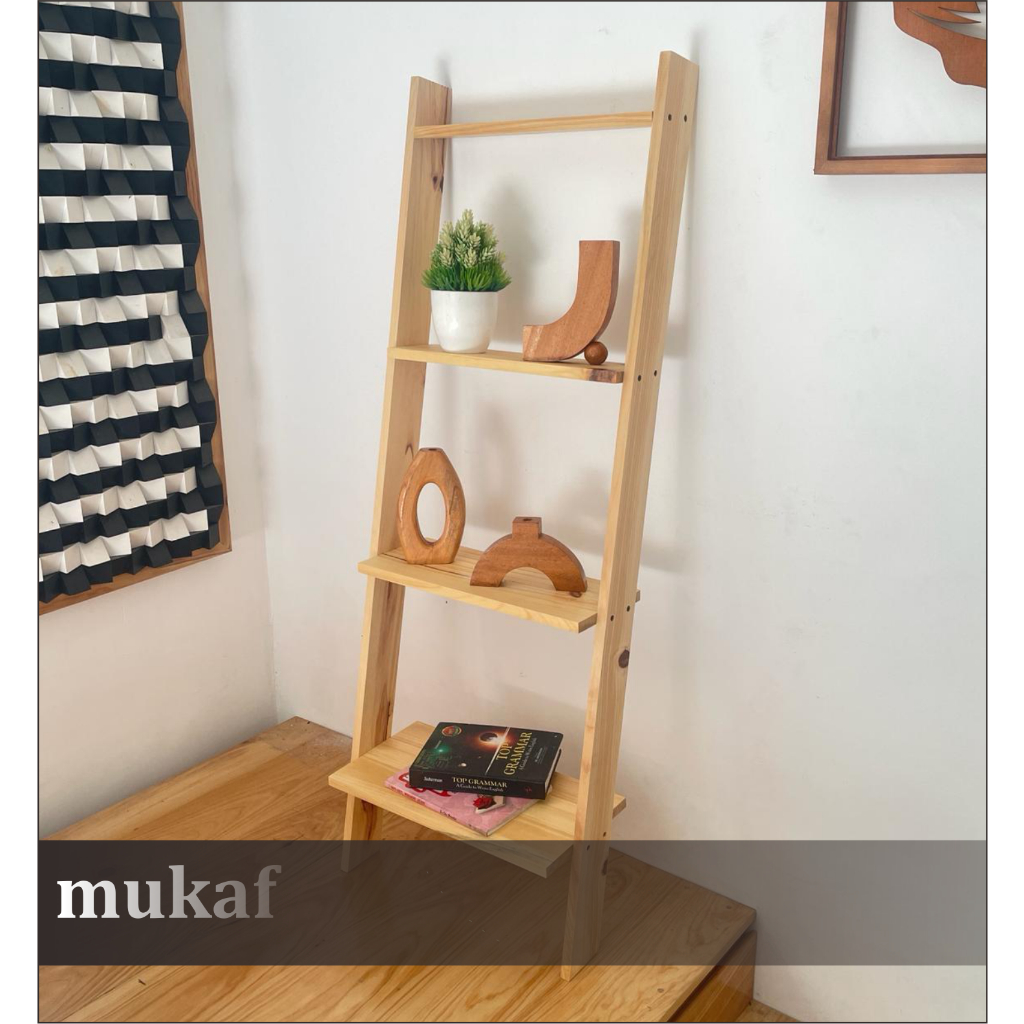 Jual Rak Kayu Dekorasi Dinding 4 Susun Portable Tempat Penyimpanan Buku ...