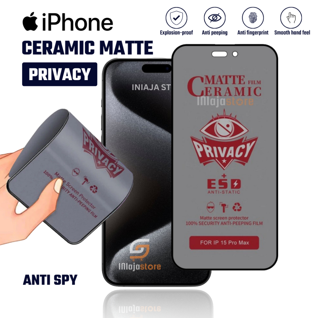 Jual Tempered Glass Ceramic Matte Spy iPhone 15 Pro Max 15 Pro 15