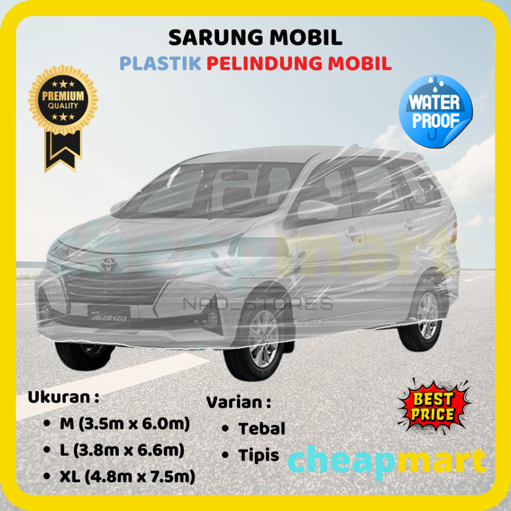 Sarung Mobil Penutup Mobil Cover Car Bening Transparan Tahan Air Tahan Debu Sarung Mobil Plastik Waterproof Plastik Body Cover Mobil Penutup Mobil