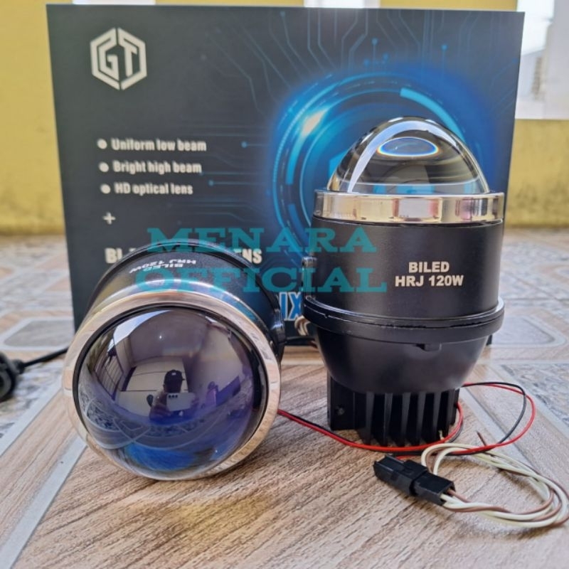 Jual foglamp biled 3 warna hrj blue lens 3 inch 120 watt sepasang hi lo ...