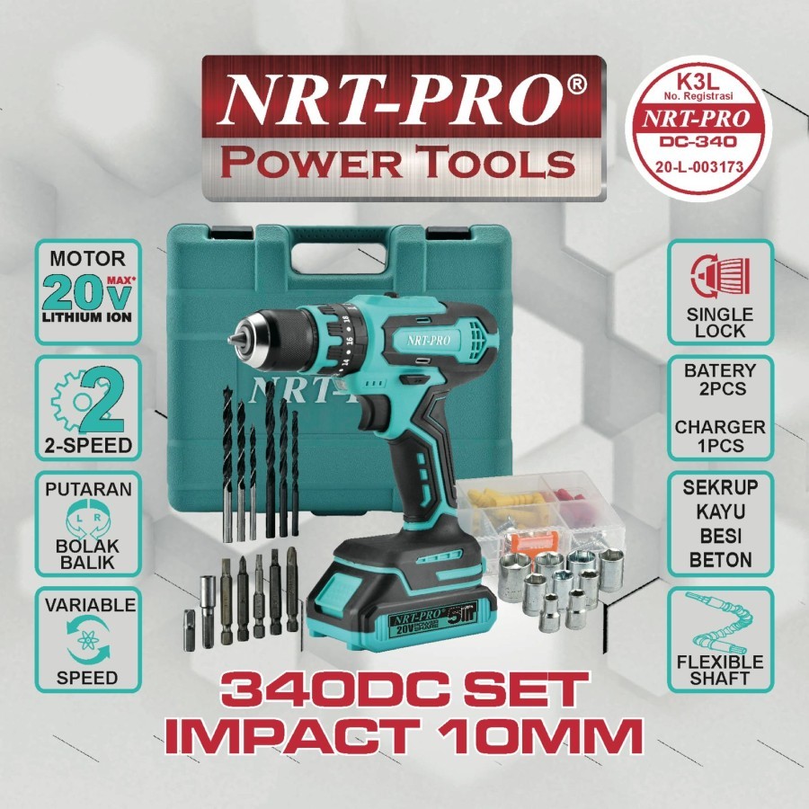 Jual Nrt Pro Cordless Dc Set V Mesin Bor Portable Impact Hammer Drill Nrt Pro Dc Set