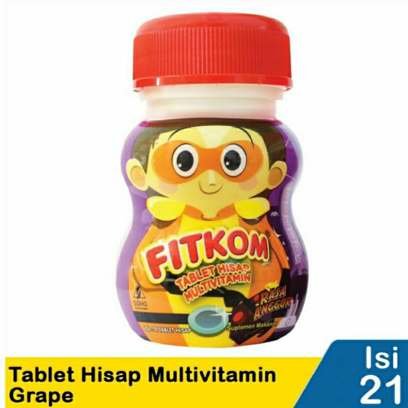 Jual Fitkom Tablet Hisap Multivitamin 21's Grape | Shopee Indonesia
