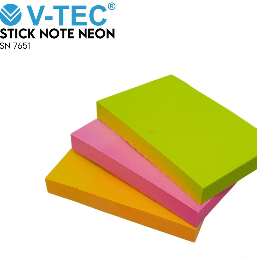 Jual TBMO STICKY NOTES / MEMO STICK NOTE STICKY NOTES NEON V-TEC 7651 ...