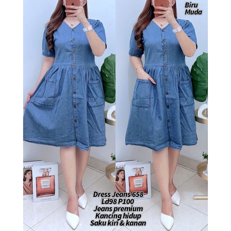 knee length dresses for ladies Montsand Denim Blue Corset Midi Dress main image 0