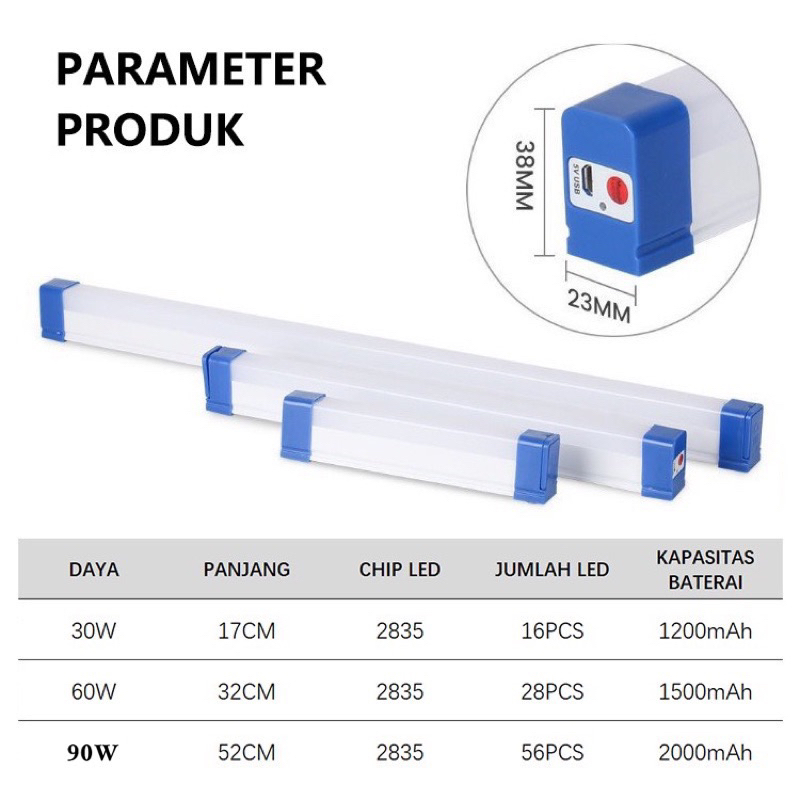 Jual LAMPU EMERGENCY LED LAMPU NEON LED PANJANG T7 USB BOLAM LET ...