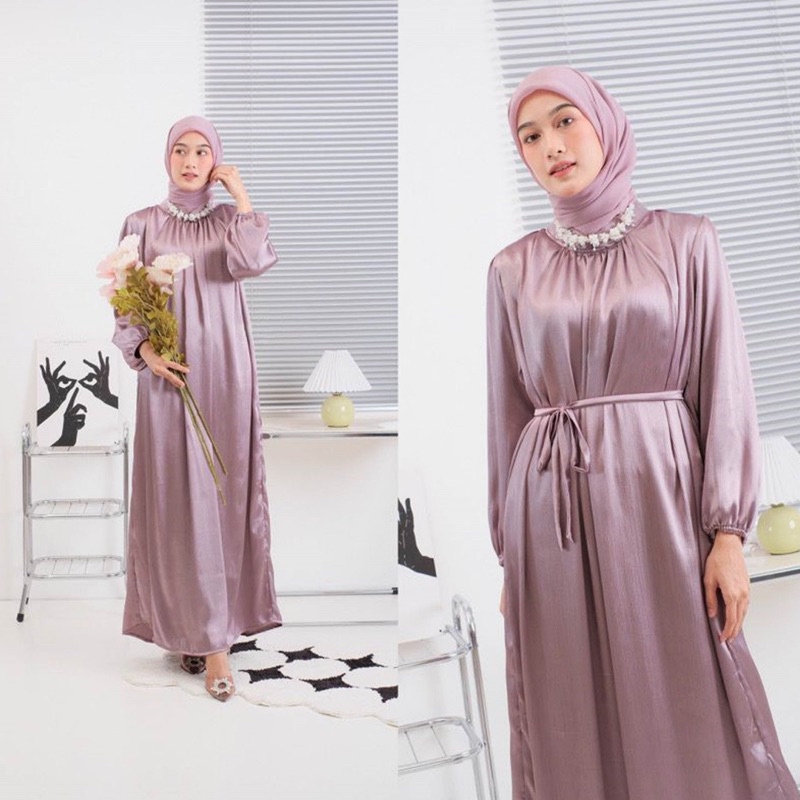 Jual Baju Gamis Shimmer Slik Premium Terbaru Syahilla Dress Shimmer