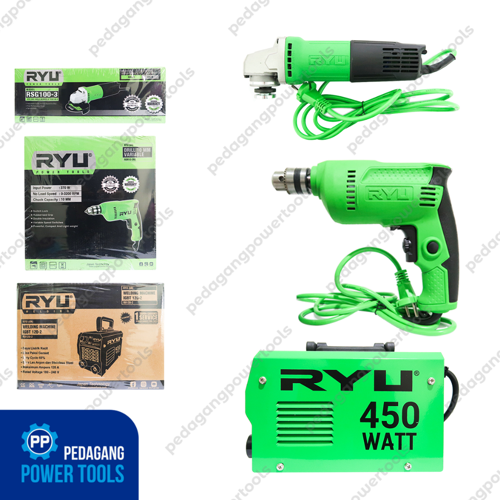 Jual Paket 3 Set RYU Mesin Las 450 Watt + Mesin Gerinda + Mesin Bor ...