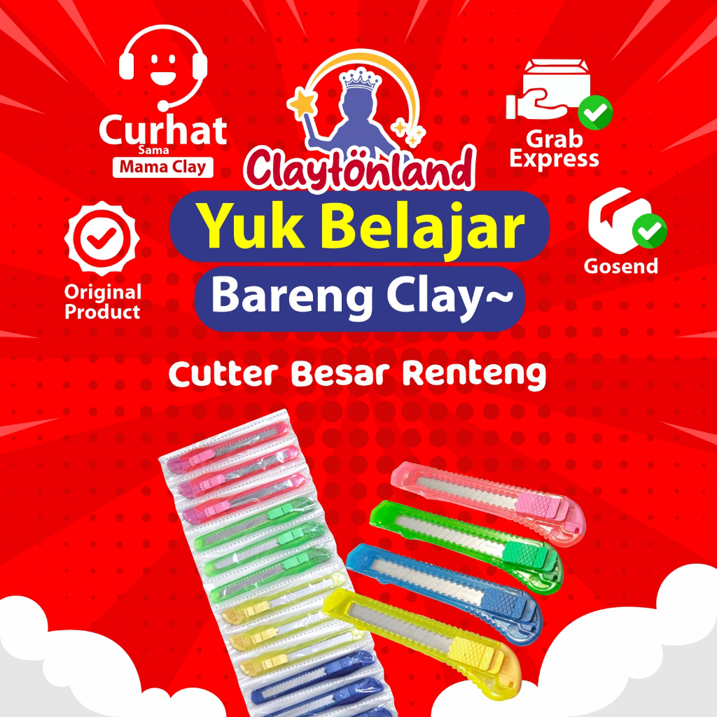 Jual (1PCS)Cutter Besar Renteng / Kater / Cutter Renteng Besar Bening ...