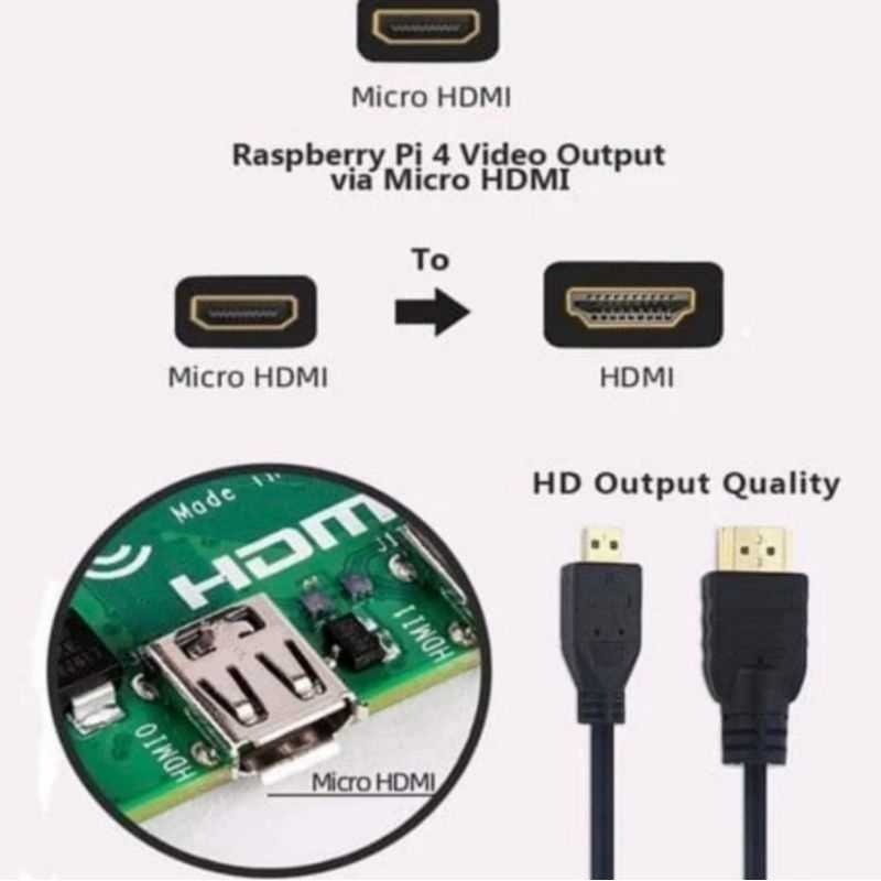 Jual HDMI MICRO TO HDMI RASPBERRY PI 4 PI4 | Shopee Indonesia